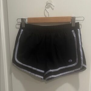 Champion Girls Black Athletic Shorts with Gray Piping